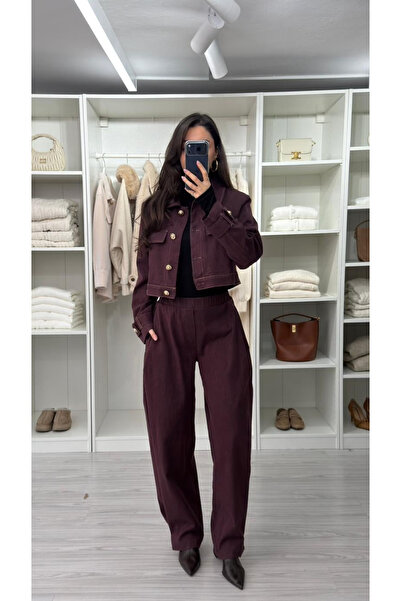 My Blog Plum Denim Jacket and Pants Set - 51244