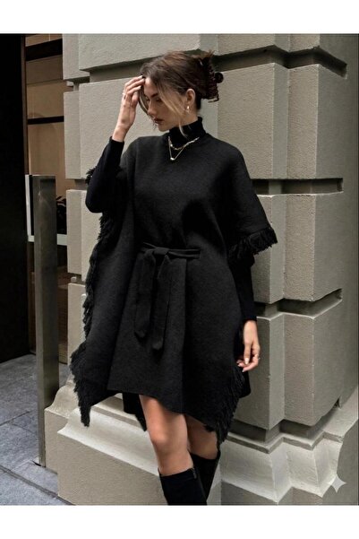 yardıtekstil triko panço şık kemerli premium