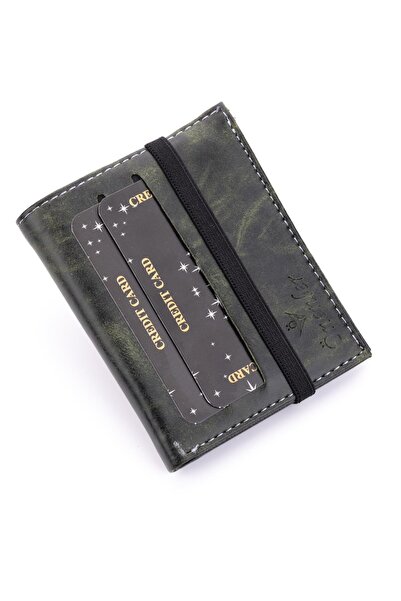 TESBİHKENTİ Elastic Dark Green Color Card Holder Wallet