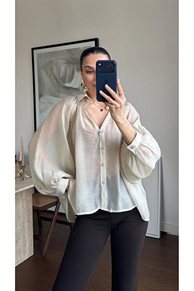 My Blog Taş Oversized Sheer Shirt - 5018