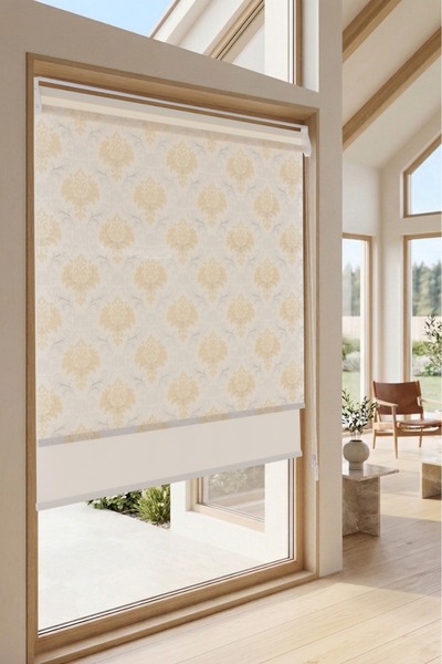 homestyle Çift Mekanizmalı Tül Ve Stor Perde Model Çiftli Stor-Damask Desen