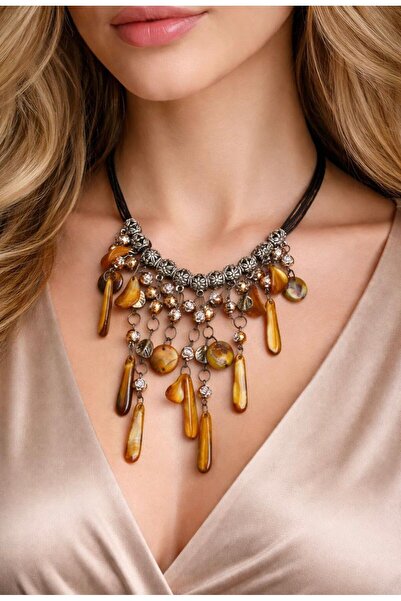 PETEK AKSESUAR Caramel Drop Acrylic Drop Necklace