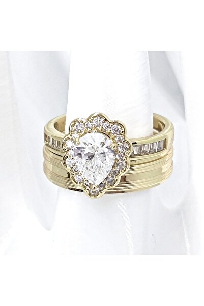 Milena Ring and Wedding Ring Set One Size 7 14k GOLD Plated