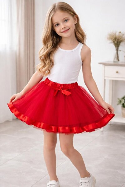 kidsense Girl's Lined Tulle Skirt with Ribbon Detail, Suitable for April 23, ...