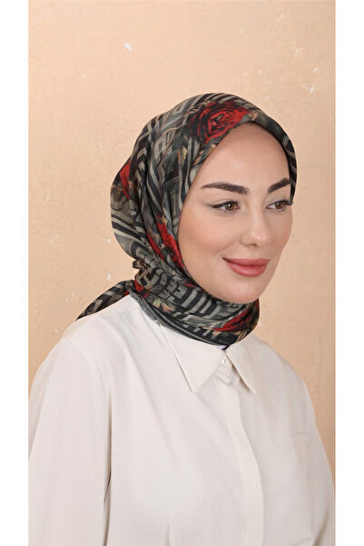 locella Lo'cella Pamuklu Soft Eşarp 4544-1 Siyah-Yeşil