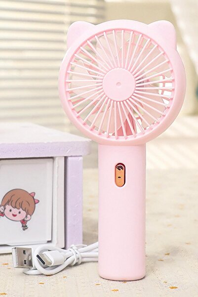 Telvesse 3 MODLU Şarjlı El Fanı 3 Kademe Seyahat Masaüstü Vantilatör Taşınabilir Mini Fan Pembe F136