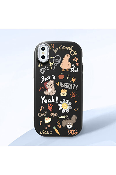 ucuc حافظة من السيليكون الأسود متوافقة مع هاتف iPhone XS Max مع حماية للكامير...