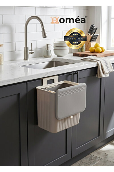Homea 15 LT Beyaz Çöp Kovası | Tezgah Üstü + Dolap Askılı | Fonksiyonel Kapak...