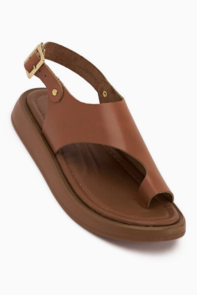 Limoya Alis Genuine Leather Tan Flip Flops for Women Sandals