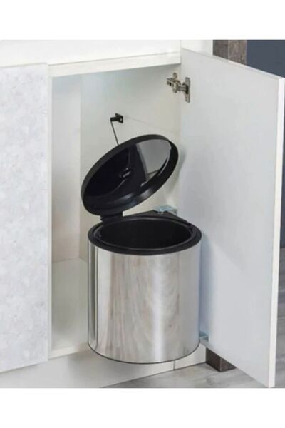 MEKA Dolap İçi Kapağa Monte Çöp Kovası 11 Litre Mutfak Tezgah Altı Paslanmaz ...