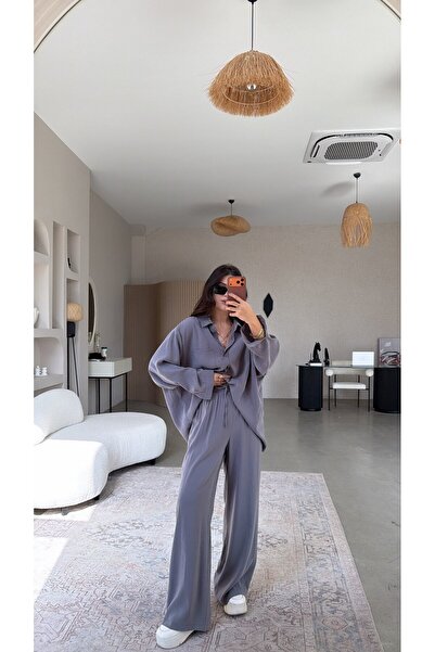 Buket Teke Set cămașă și pantaloni Antracit Tensel lejer