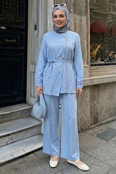 InStyle Set cu centură cu trei nasturi, albastru bebeluș, modal piese