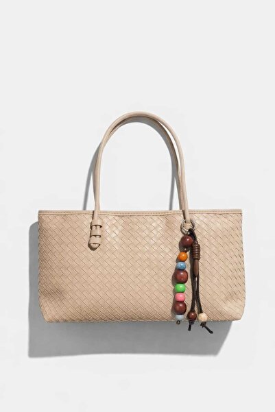 ELAY Women's Knitted Patterned Tote Bag with Zipper and Carml, Daily Use, Sho...