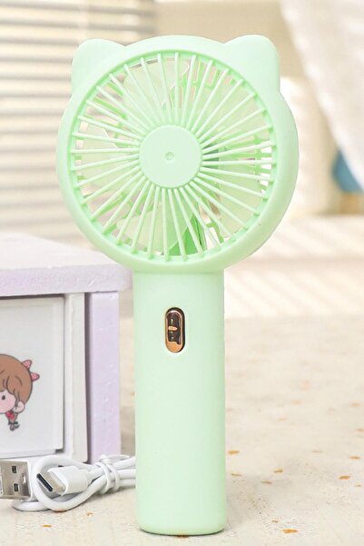 Telvesse 3 MODLU Şarjlı El Fanı 3 Kademe Seyahat Masaüstü Vantilatör Taşınabilir Mini Fan Yeşil F136