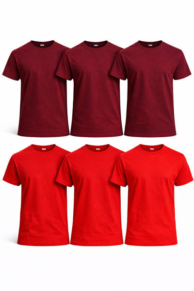 MONOTEE Men's T-shirt 100% Cotton, Set of 6 T-shirts, Men's Simple Basic Soli...