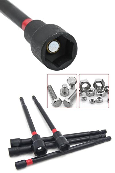kölner hainz köln 5 Parça Manyetik Uzun Somun Adaptörü 7-8-10-11-13 Numara Somun Anahtarı 15 cm
