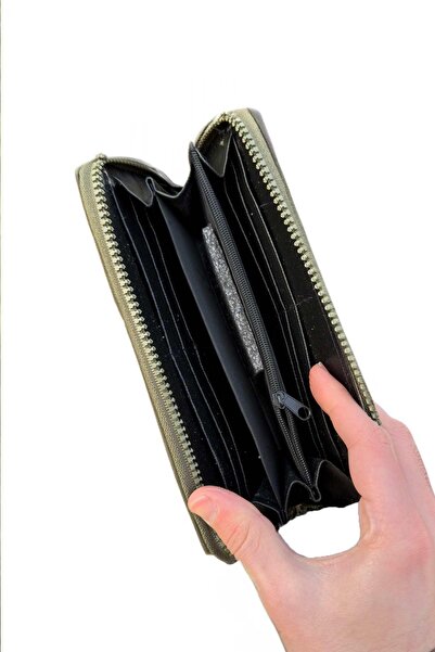 TESBİHKENTİ Military Green Color Medium Size Fabric Women's Wallet Card Holder