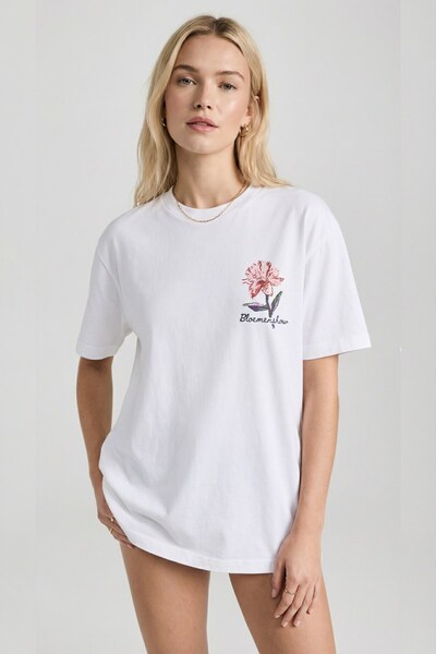 The Champ Clothing Tricou de damă supradimensionat Soft Bloom cu imprimeu roz...