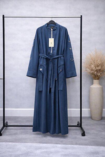 Ceremony Kemerli Uzun Kap – Cepli Modern Tasarım İndigo Mavi