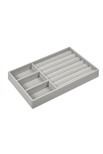 VonaHome Jewelry Organizing Box - Gray Velvet 21X12.5 cm