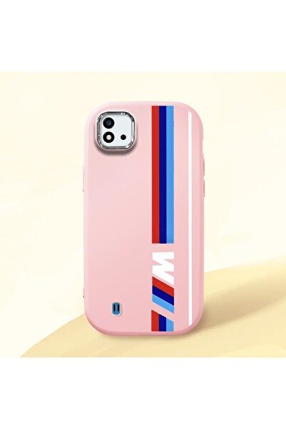 ucuc حافظة سيليكون وردية متوافقة مع Realme C20/C20A مع حماية للكاميرا ماصّ لل...