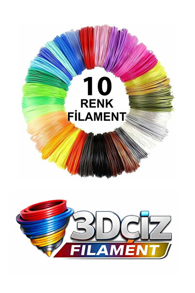 3D Çiz PLA 3D Kalem Filament PLA 10 Renk (10x5 metre) 50 Metre PLA Filament