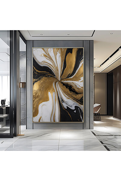 Berta home Gold Detaylı yağlı boya dokulu Soyut Tablo