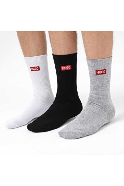 NoNameStore7 HUGO-Șosete lungi, pachet de 6, amestec de bumbac, negru/alb opt...