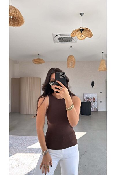 Buket Teke Brown Halter Neck Cotton Athlete