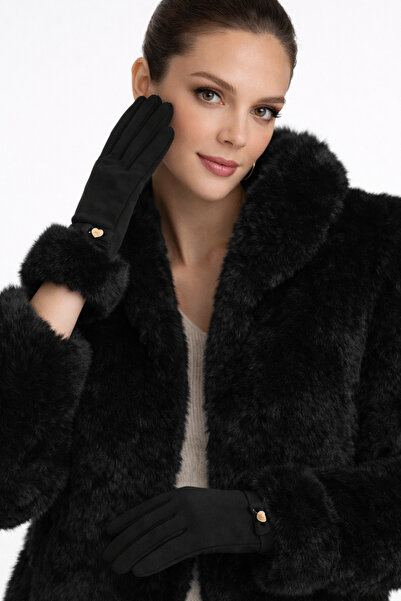 FUREVER FASHION Women's Fur Cuffed Gloves – Faux Fur Detailed Stylish Winter ...