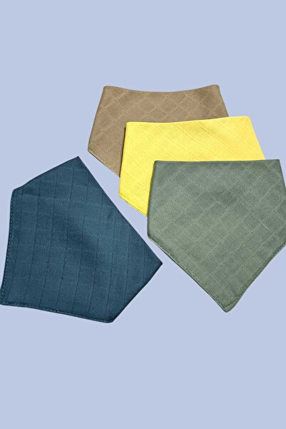 sağel 100% Cotton 4-Piece Muslin Collar Bib with Double-Layer Snaps (Scarf, D...