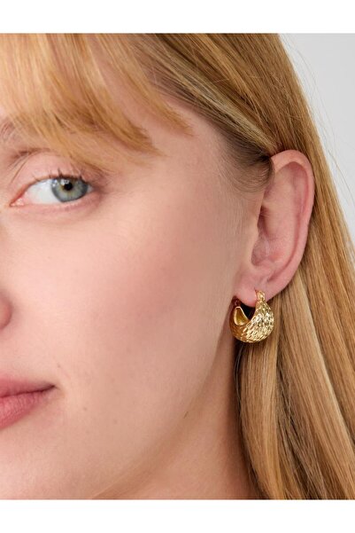 Jimmy Key Gold Color Textured Modern Earrings