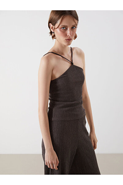 LC Waikiki Bluză Özmarka Noul Sezon cu guler halter și texturat bretele