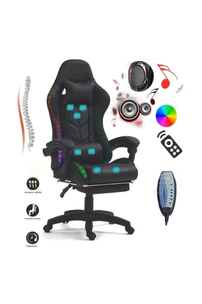 GAMEPC Scaun Gaming Premium cu Masaj 5 Puncte,FUNCTIE DE MASAJ ,BOXE