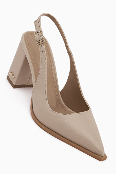 Limoya Pantofi de damă Essi Beige, închiși în față, mărimea toc bloc