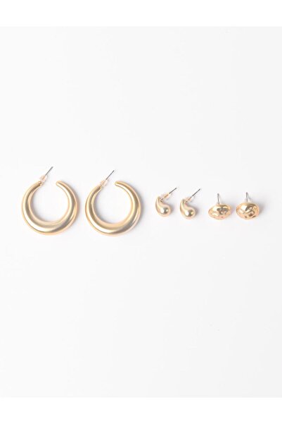 Jimmy Key Altın Rengi Parlak Küpe Seti