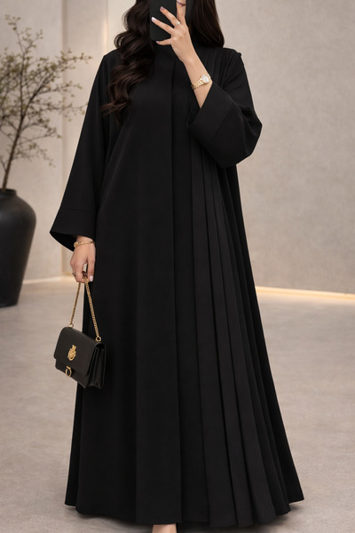 Omnia Elegant abaya, Crepe fabric, pleated on the side