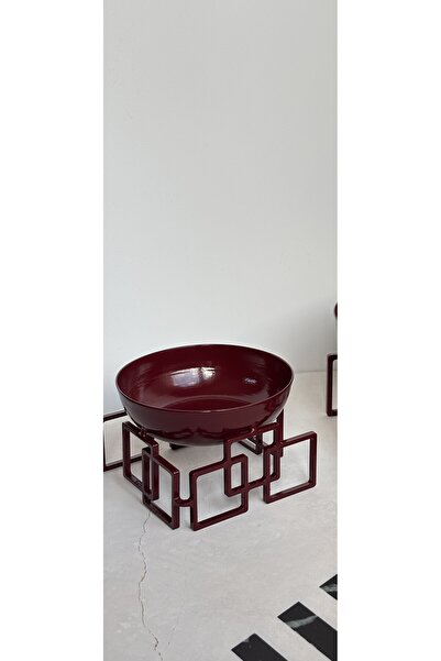 Rarart Concept Kare Ayaklı Bordo Metal Kase - Çok Amaçlı Dekoratif Düzenleyic...