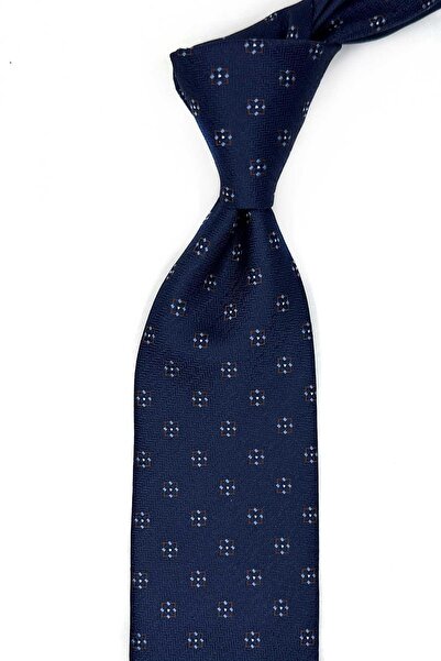 Kravatkolik Navy Blue Small Pattern Classic Tie with Handkerchief Kk13680
