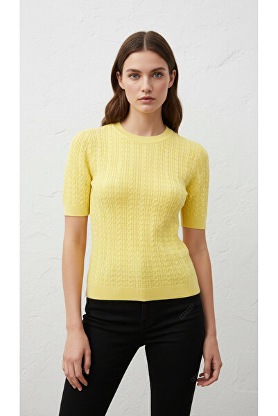 ModaYaren Short Sleeve Soft Textured Biscuit Collar Knitwear T-Shirt - T2049