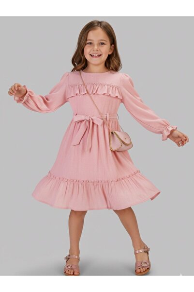 Cherrys Bebek Knitted Striped Wrinkled Dress