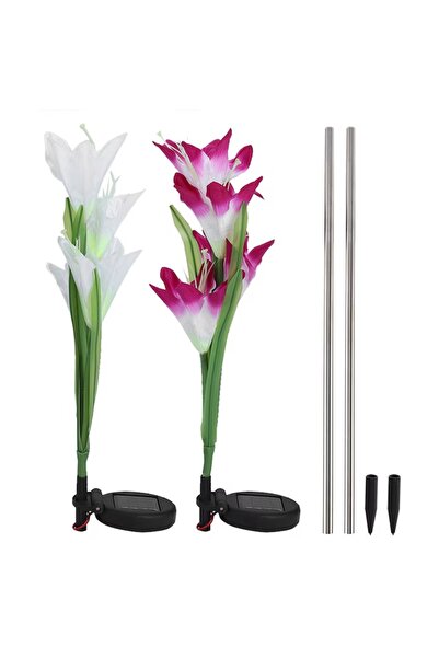 FOXMAG24 Ηλιακό Φωτιστικό Κήπου LED, Κρίνος, 30x10εκ., Έγχρωμο/Θερμό Φως