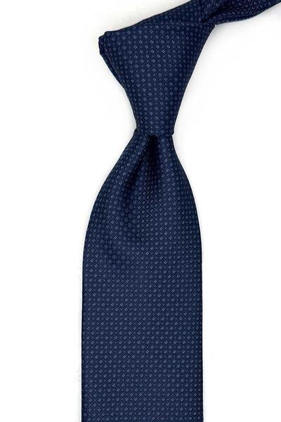 Kravatkolik Navy Blue Dot Pattern Classic Tie with Handkerchief Kk13652