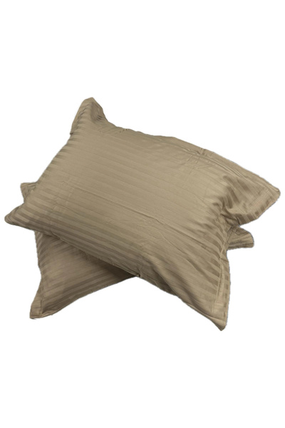 Clasy 100% pamuk Saten 2 komada Jastučnica Prugasto Sa deznom Smeđa