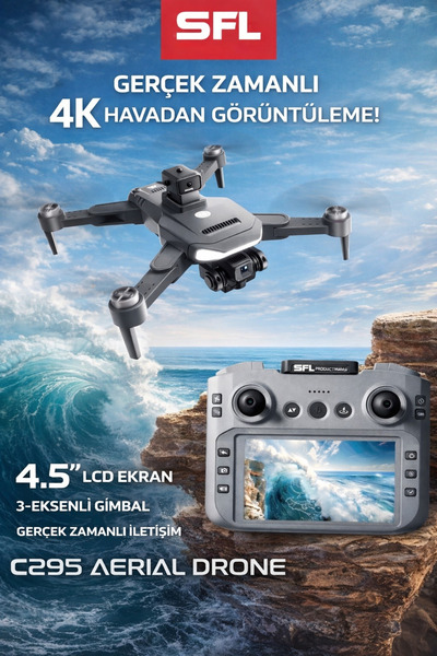 SFL Product Aerial Drone 4K Kamera 4.5’’ LCD Ekranlı Kumanda, Gerçek Zamanlı ...