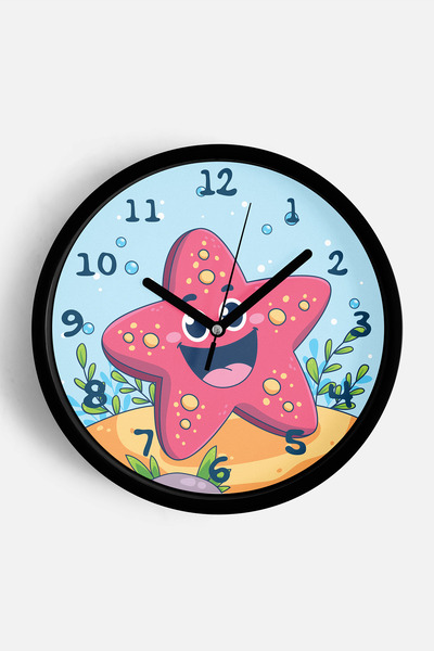 JHAAR Ceas de perete drăguț cu stea de mare pentru camera copiilor - 25 cm - ...