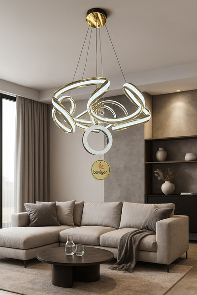 Baviyer Aydınlatma Mira Toplu Gold Kaplama Ledli 3 Renk Avize
