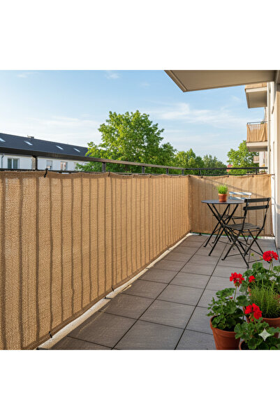 Bygolden Hasır Jüt Kumaş Balkon Gizleme Filesi - 1x2,50 Metre Doğal Görünümlü...