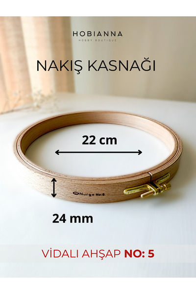Hobianna Nurge Vidalı Ahşap Kasnak No:5 (Çap:22cm, h24mm)