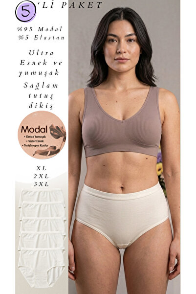 UN REAL Women's Plus Size Panties Set of 5, Modal Fabrics, Breathable, Soft, ...